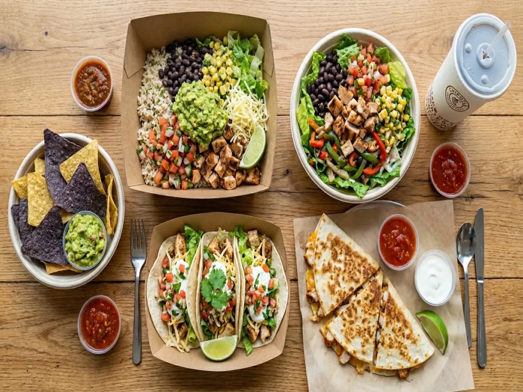 chipotle menu items burrito bowl tacos salad with prices