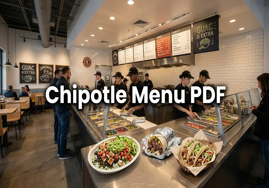 chipotle menu pdf download with restaurant food items USA