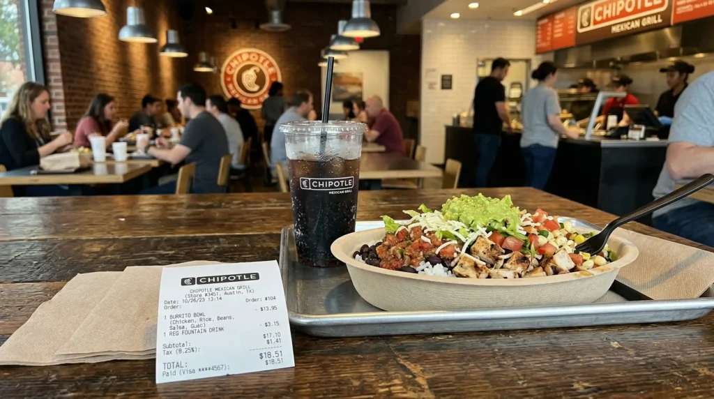 chipotle secret menu price receipt with food items