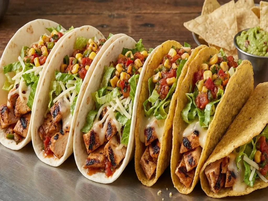 chipotle soft tacos vs crispy tacos with chicken lettuce cheese