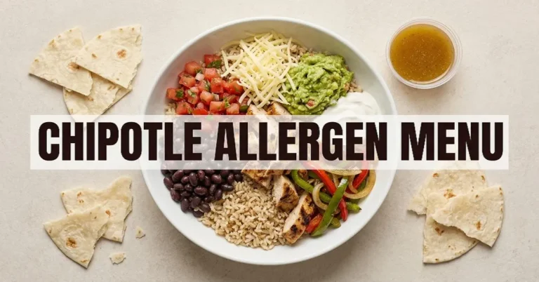 Chipotle allergen menu feature image showing a realistic burrito bowl with labeled allergen ingredients