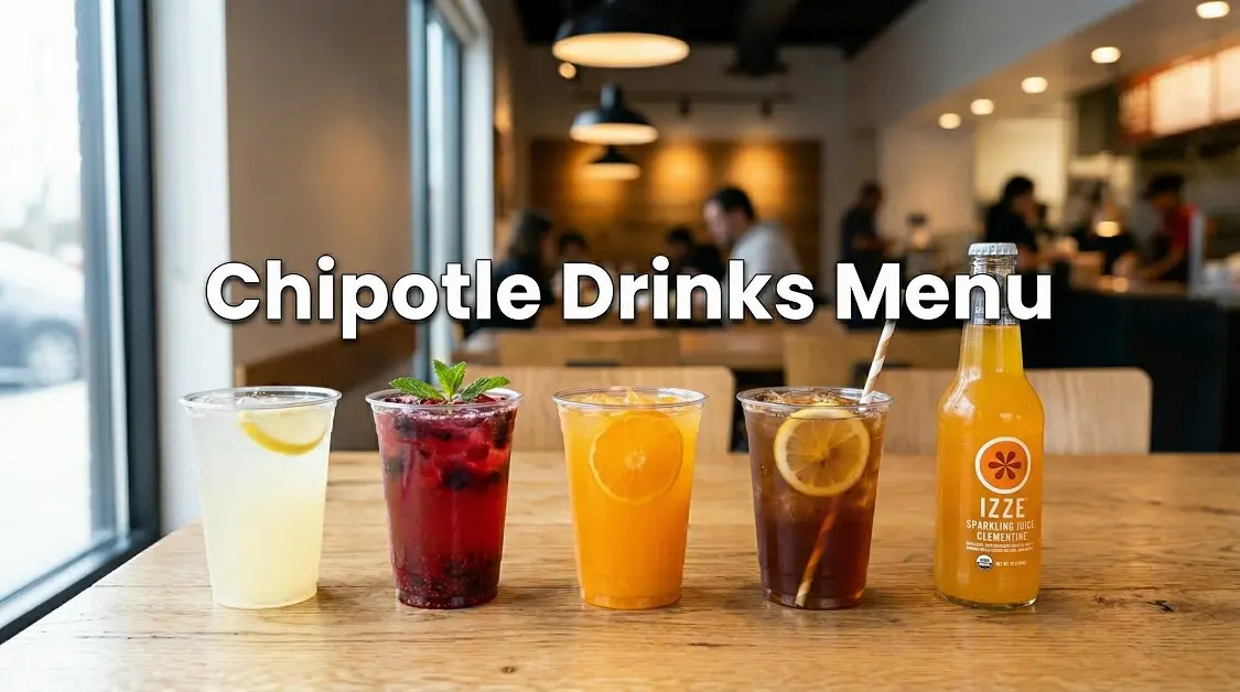 Chipotle drinks menu feature image with prices calories sizes and best drink options