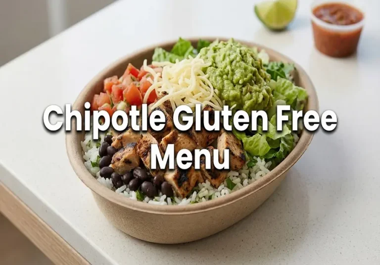Chipotle gluten free menu 2026 feature image with burrito bowl and bold title text