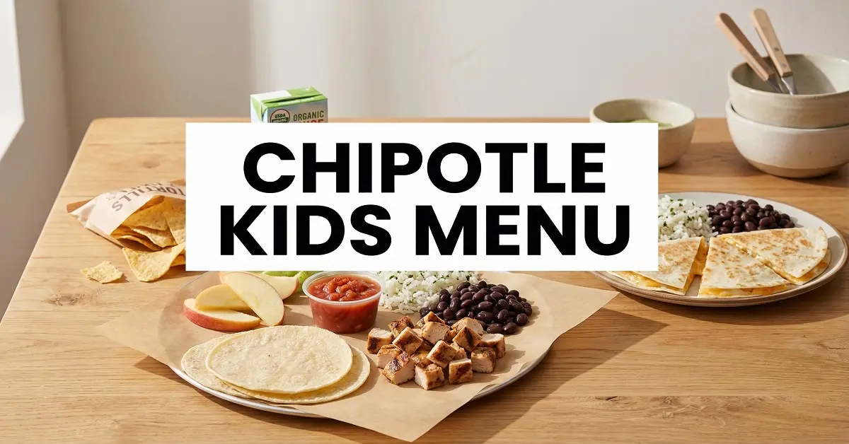 Chipotle kids menu feature image showing build your own kids meal and cheese quesadilla with sides