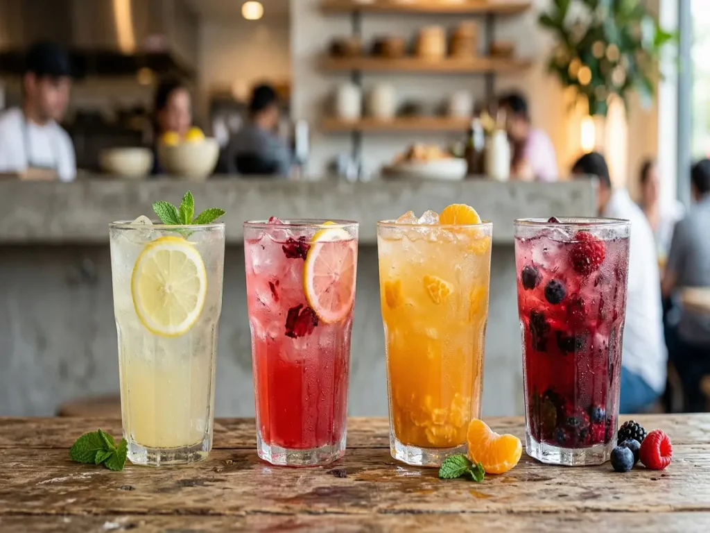 Tractor beverages at Chipotle including lemonade hibiscus lemonade and agua fresca drinks