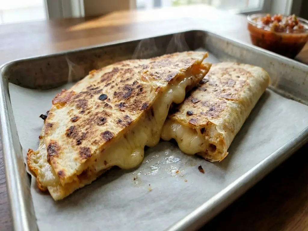 Close-up of a Chipotle Quesadilla with melted cheese inside a toasted tortilla